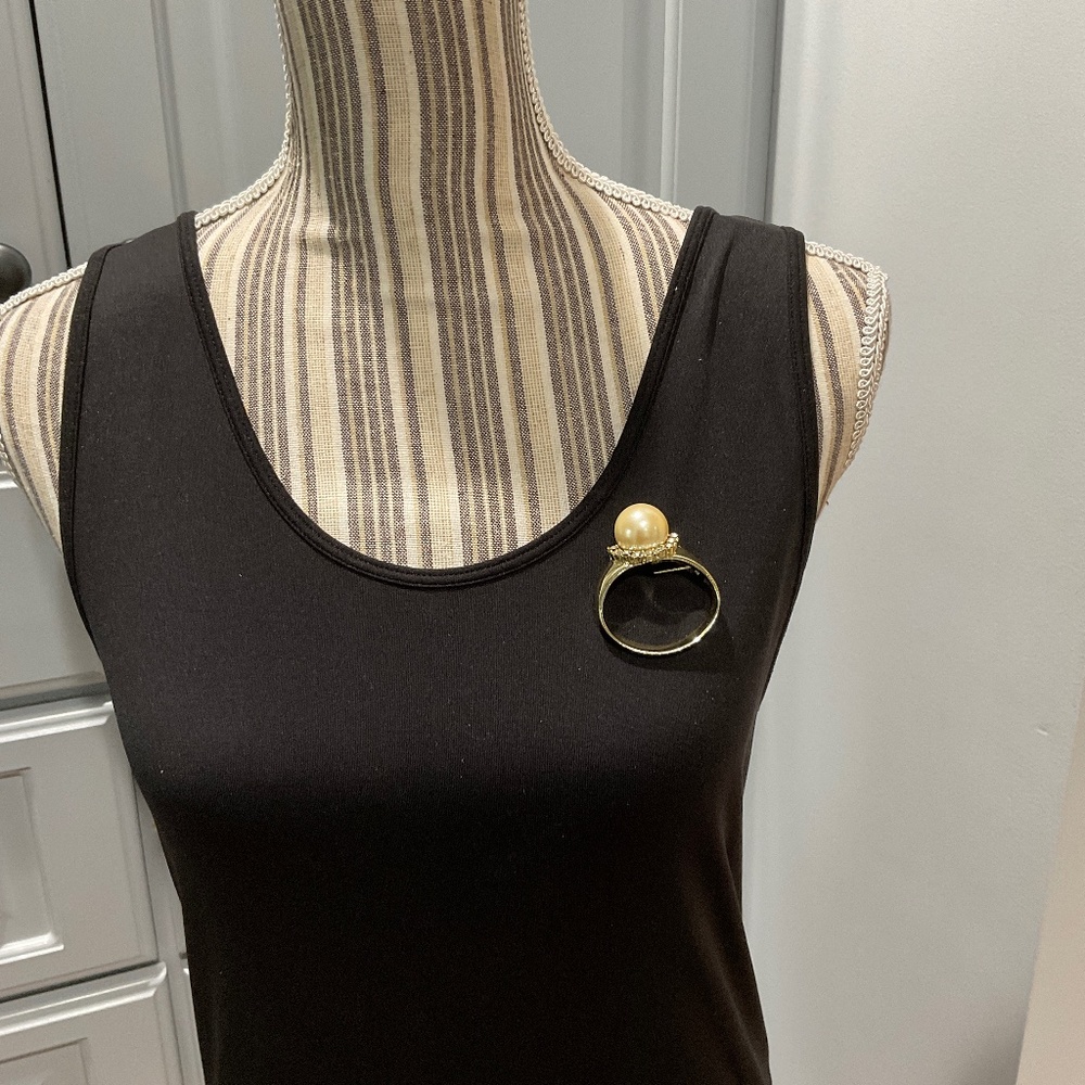 Vintage AJC Faux Pearl Ring Statement Brooch